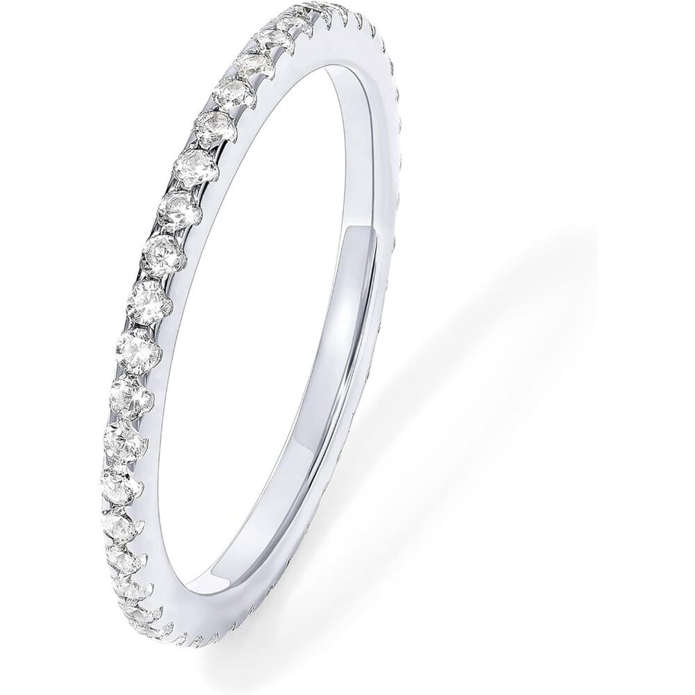 Women14K Gold Plated Solid Simulated Diamond Stackable Ring Eternity